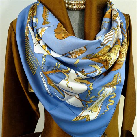 hermes scarf yellow blue|vintage hermes scarf for sale.